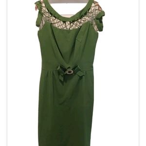 Tatyana Alika Cage Dress Fit & Flare Circle Skirt Retro Green Women's Size L